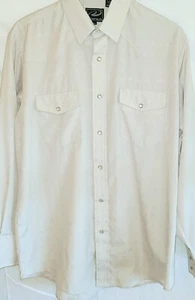 Roper Herren Größe M/L Langarm Pearl Snap Western Hemd Beige - Bild 1 von 12