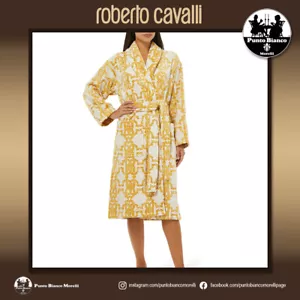 Terry towelling bath robe ROBERTO CAVALLI HOME LOGO GOLD - Picture 1 of 21