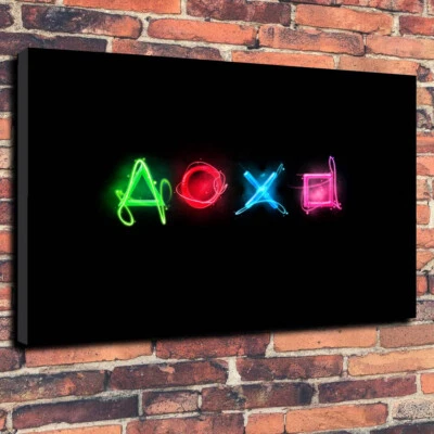 Abstract Playstation Buttons Gamer Art Printed Canvas Picture Multiple Sizes - Image 1 of 3