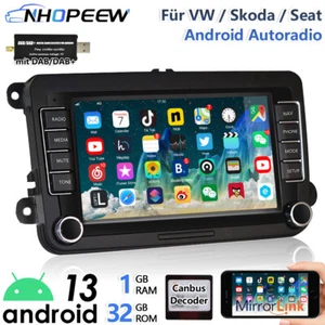 DAB+ Android Autoradio Für VW GOLF 5 6 Passat 3C Polo 6R mit GPS Navi WIFI RDS - Bild 1 von 13