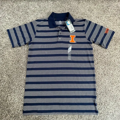 Illinois Fighting Illini Polo Shirt Adult Medium Blue White Knights Mens NWT Cover