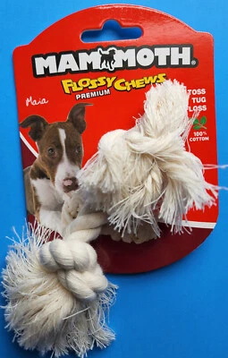 MAMMOTH FLOSSY PREMIUM CHEWS MINI ROPE TOY 100% COTTON TOSS TUG AND FLOSS NEW  - Image 1 of 4