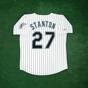 Camiseta blanca local para hombre Giancarlo Stanton 2010 de los Florida Marlins con parche del equipo - Imagen 1 de 5