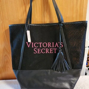Victorias Secret Bolso de Playa de Malla Negro Gimnasio Bolso de Mano Fin de Semana Viaje Compras - Imagen 1 de 7