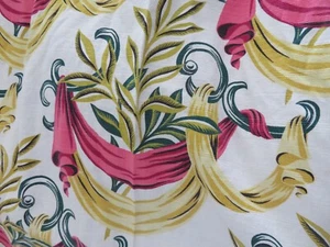 Beautiful Vintage Super Nubby Art Deco on Creamy White Barkcloth Drapery Fabric - Picture 1 of 13