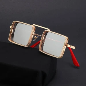 Mode Steampunk Quadratische Sonnenbrille Herren Damen Gold HIP HOP Schirme Br... - Bild 1 von 18