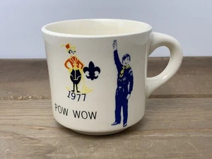 Taza de café vintage BSA Boy Scouts 1977 Pow Wow Cup hecha en EE. UU. - Imagen 1 de 16