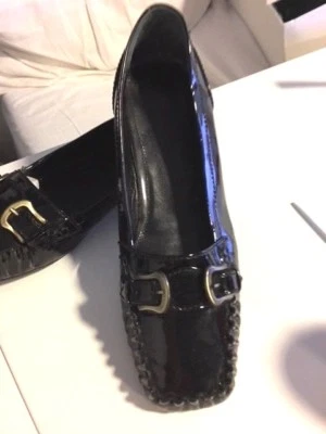 FENDI Mocasines Negro Charol Zapatos Informales Planos 37 1/2 EE. UU. 7,5 UE Foto 1 de 4