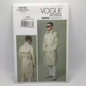 Vogue Patterns V8720 Mens Size 40-46 Coat & Belt Sewing Pattern FF & UNCUT - Picture 1 of 5