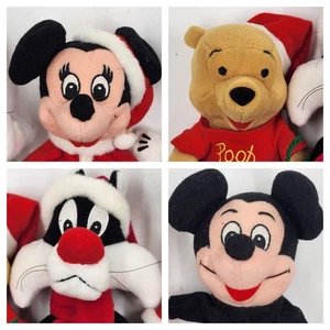 4 Beanie Babies Plush 3 Disney Pooh Mickey & Minnie and 1 Warner Bros Sylvester - Picture 1 of 12