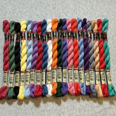 20 DMC Coton Perle Size 5 Thread 100% Cotton Assorted Colors No Repeats - Image 1 of 4