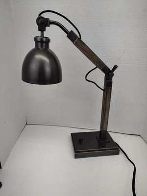  LÁMPARA DE ESCRITORIO AJUSTABLE INDUSTRIAL INDUSTRIAL METAL/MADERA GRANERO DE CERÁMICA pesada Foto 1 de 4