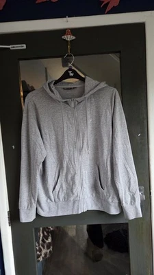 Only Grey Stretch Jersey Zip Up Hoodie With Front Pockets Size 44-46 16-18 - Image 1 of 4