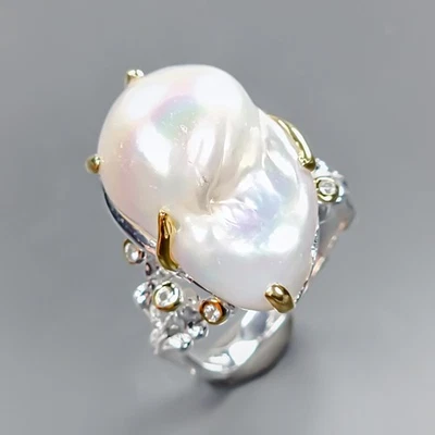 Jewellery Natural Baroque Pearl Ring 925 Sterling Silver Size 8 /R434270 - Image 1 of 4