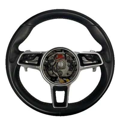 2019 Porsche Macan OEM Black Leather Steering Wheel With Paddle Shifters 2015-24 - Image 1 of 4
