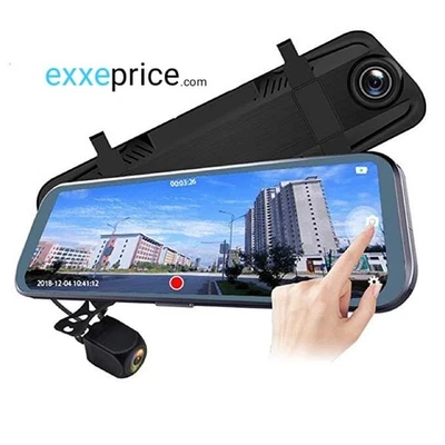 DASH CAM FULL HD CON RETROCAMERA PARCHEGGIO SPECCHIETTO RETROVISORE DA 9.66" DVR - Immagine 1 di 4