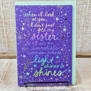 Hallmark Birthday Greeting Card 5x7 Sister Blue Silver Stars Shines Incredible - Picture 1 of 10