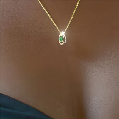 Edler Smaragd Anhänger mit Diamanten Grün 585 Gold  Gelbgold Kettenanhänger neu - Bild 1 von 4