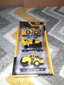 PACK DE 3 RUEDAS, EXCAVADORA Y RODILLO DE VAPOR CAT METAL - Imagen 1 de 1