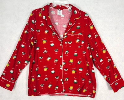 Top de pijama de franela Lands End Cats mediano estampado navideño 100 % algodón Foto 1 de 4