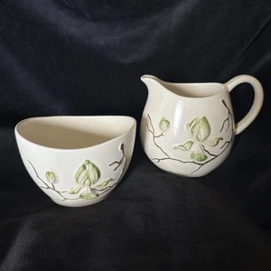 Carlton Ware Green Orchid Floral Sugar Pot And Milk Jug, Retro Vintage Style - Picture 1 of 6