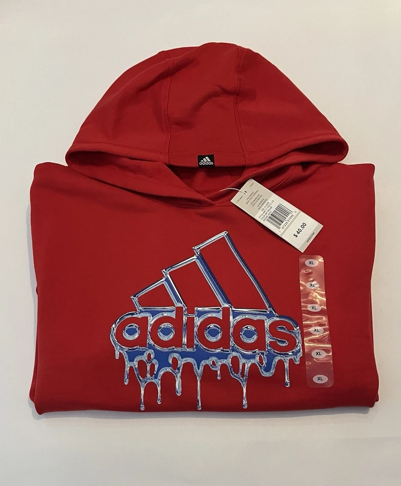 Moletom Adidas masculino X-Large vermelho azul gotejamento novo - Imagem 1 de 1