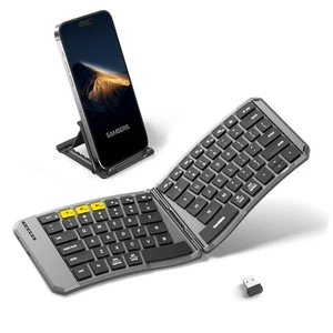 Ergonomic Foldable Keyboard, KE09U Folding Travel Bluetooth Keyboard with 6-R... - Picture 1 of 8