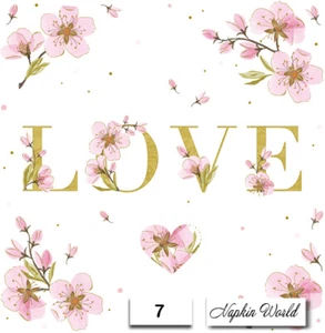 (7) ZWEI individuelle Papier LUNCHEON Decoupage Servietten - LOVE FLOWERS VALENTINE  - Bild 1 von 3