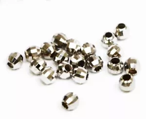 5 pcs  14k solid White gold 2 or 3 mm  round MIRROR facet  beads / loose - Picture 1 of 1