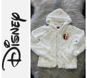 Disney Princess Faux Floral Fur Soft Hooded Zip Up Jacket White Ivory Size 6X - Picture 1 of 11