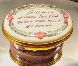 HALCYON DAYS BILSTON & BATTERSEA ENAMELS CERAMIC TRINKET BOX--2" X 1" - Picture 1 of 6