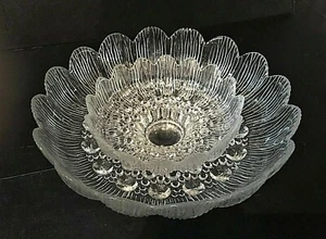 Rare LAUSITZER GLASS 11" Textured Crystal Centerpiece Bowl, w/ 7" Serving Bowl - Picture 1 of 6