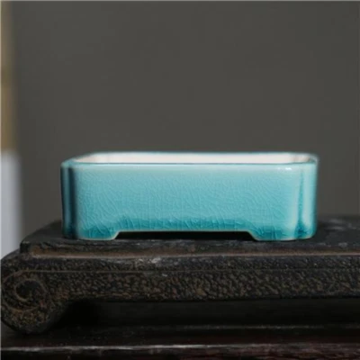 Chinese Purple Sand Pot Ceramic Bonsai Basin Rectangular Small Basin Flowerpot - Image 1 of 4