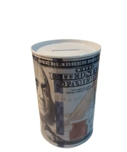 $100 Dollar Bill Tin Money Coin Bank 5" Tall L👀K! Brand New! - Picture 1 of 3