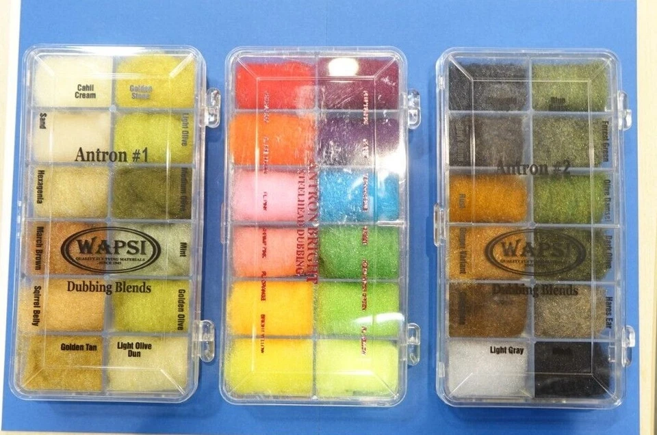 Antron Dubbing Dispenser #1 | #2 | Steelhead Bright #3 Wapsi 12 Farben Dispenser - Bild 1 von 1