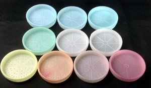 10 Vintage Tupperware Coasters 567 Pastel Wagon Wheel 3" - Picture 1 of 4