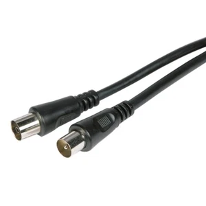 TV Koax Antennenkabel Kabel Flylead 2 mtr Stecker/Buchse Stecker/Buchse schwarz - Bild 1 von 2