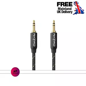 Conector de cable de audio para teléfono móvil AKORD 3,5 MM AUX NEGRO 1,5 M TRENZADO Jack macho - Imagen 1 de 3