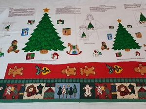 Vtg Christmas tree fabric panel and other Fabric Christmas Appliques- lot - Picture 1 of 9