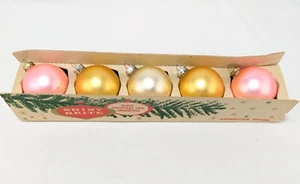 Vtg SHINY BRITE 5 Pack Mercury Glass Ornaments In Box Opaque Fanci-Pak 2 5/8" - Picture 1 of 10