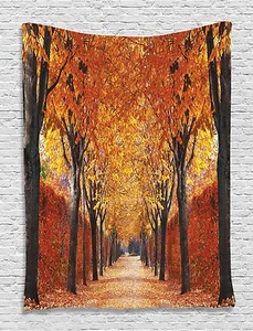 Fall Road Foliage Nature Tapestry Wall Hanging Living Room Bedroom Dorm Decor - Picture 1 of 1