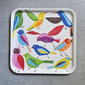 IKEA Barbar Birds Serving Tray Retro Owls Hummingbirds Food Drink Display Square - Picture 1 of 4