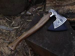Custom Handmade Carbon Steel 3DViking Axe Tomahawk Axe W/ Leather Sheath BL-3759 - Picture 1 of 19