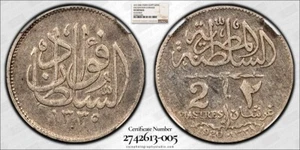 Egypt AH1338/1920H 2 Piastres, Fuad I Occupation Coinage - NGC VF Detail - Picture 1 of 3