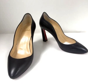 Christian Louboutin Black Leather AGNESKA Curved Pumps 85 Heels Size 36 - 5.5/6 - Picture 1 of 7