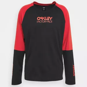 OAKLEY SWITCHBACK TRAIL PILOT TEE T-SHIRT adult motocross mx mtb bmx - BLACK RED - Picture 1 of 4