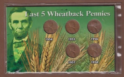 Last Five (5) Lincoln Memorial Wheatback Pennies 1954-1958 🔥📈🔥 - Image 1 of 2