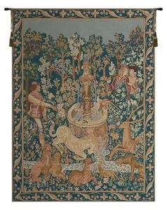 Licorne A La Fontaine tapiz francés arte de pared decoración colgante (nuevo) 33x24 pulgadas - Imagen 1 de 5