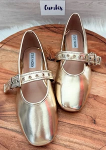 Steve Madden Burkett Gold Ballet Women’s Size 8.5 M Flats Metallic Mary Jane New - Picture 1 of 10