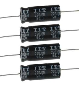 4X - ITT 220uf 50V 105° Axial Capacitor - Picture 1 of 1